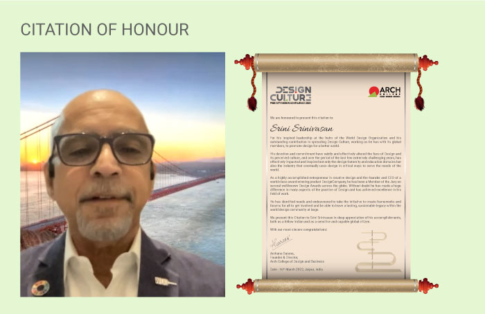 Citation of Honour to Mr. Srini Srinivasan, President, WDO