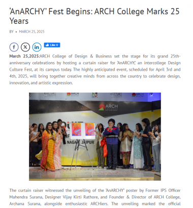 'AnARCHY' Fest Begins ARCH College Marks 25 Years