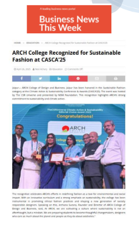 ARCH College recognised for sustainable fashion at CASCA'25.