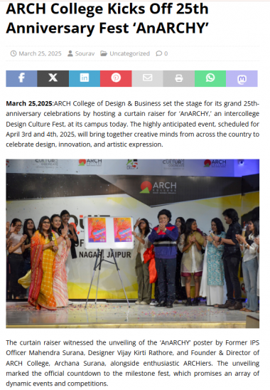 Business News this Week - ARCH College Kicks Off 25th Anniversary Fest 'AnARCHY'