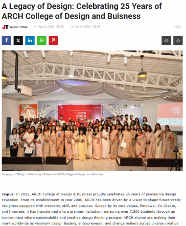 Jaipur Times English - A Legacy of Design Celebrating 25 Years of ARCH